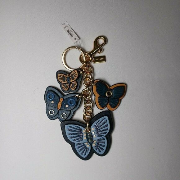 NWT C8224 Coach Butterfly Cluster Bag Charm IM/Denim Multi Jeans Denim - Picture 1 of 3